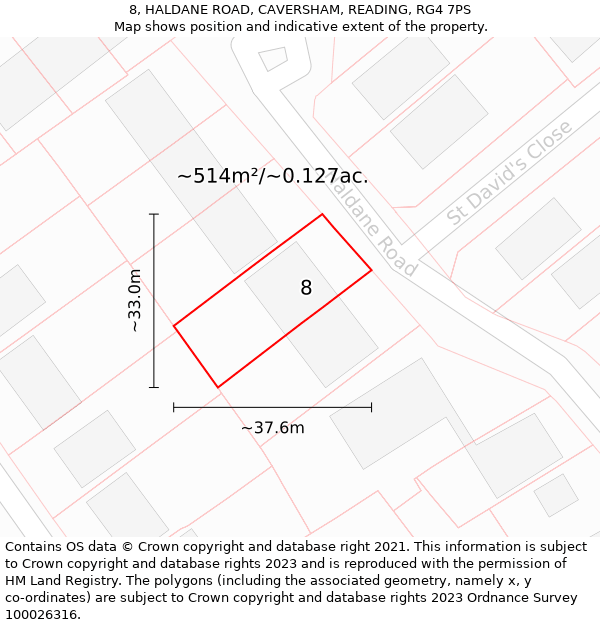 8, HALDANE ROAD, CAVERSHAM, READING, RG4 7PS: Plot and title map