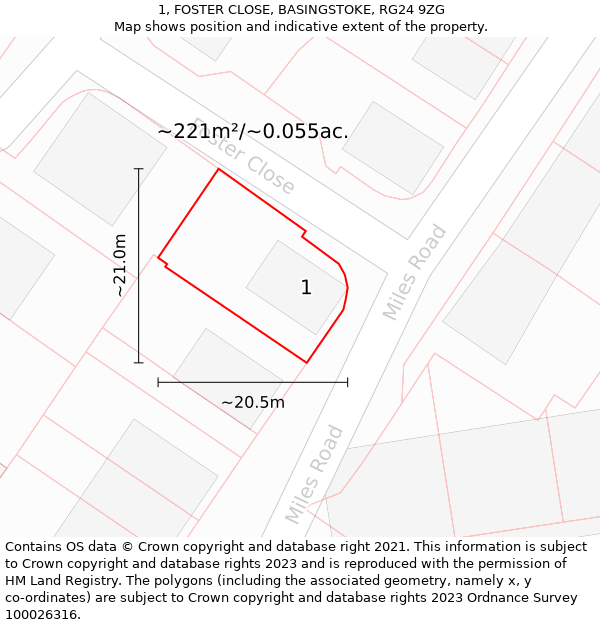 1, FOSTER CLOSE, BASINGSTOKE, RG24 9ZG: Plot and title map