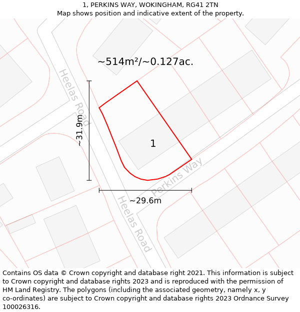 1, PERKINS WAY, WOKINGHAM, RG41 2TN: Plot and title map