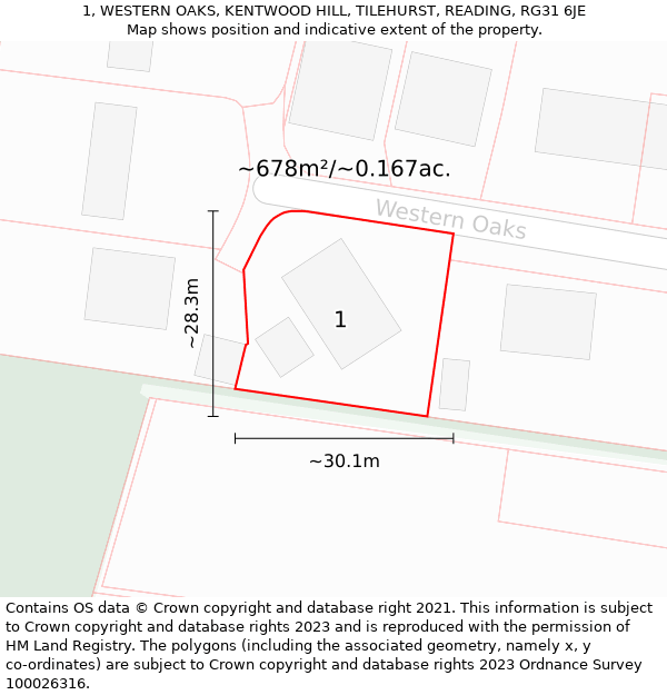 1, WESTERN OAKS, KENTWOOD HILL, TILEHURST, READING, RG31 6JE: Plot and title map