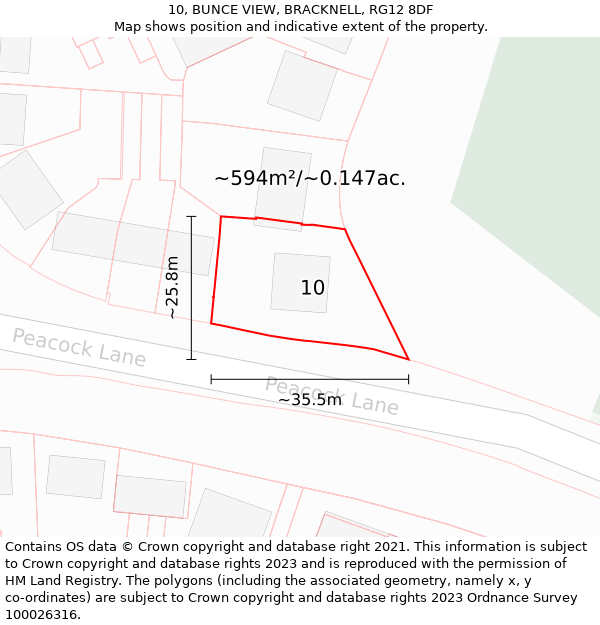 10, BUNCE VIEW, BRACKNELL, RG12 8DF: Plot and title map