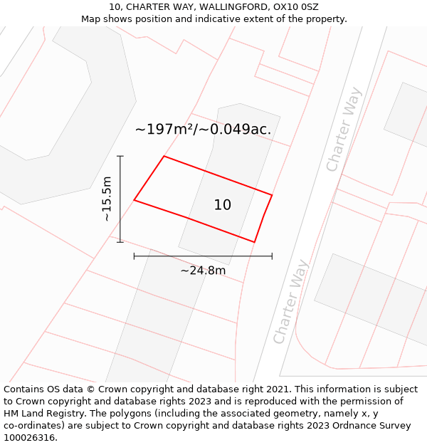 10, CHARTER WAY, WALLINGFORD, OX10 0SZ: Plot and title map