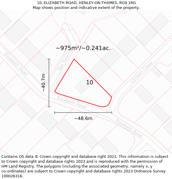 10, ELIZABETH ROAD, HENLEY-ON-THAMES, RG9 1RG: Plot and title map