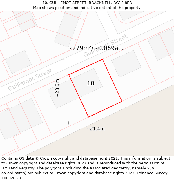 10, GUILLEMOT STREET, BRACKNELL, RG12 8ER: Plot and title map