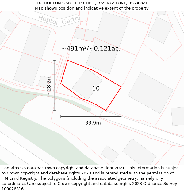 10, HOPTON GARTH, LYCHPIT, BASINGSTOKE, RG24 8AT: Plot and title map