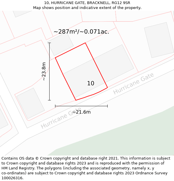 10, HURRICANE GATE, BRACKNELL, RG12 9SR: Plot and title map