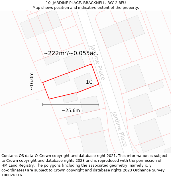 10, JARDINE PLACE, BRACKNELL, RG12 8EU: Plot and title map