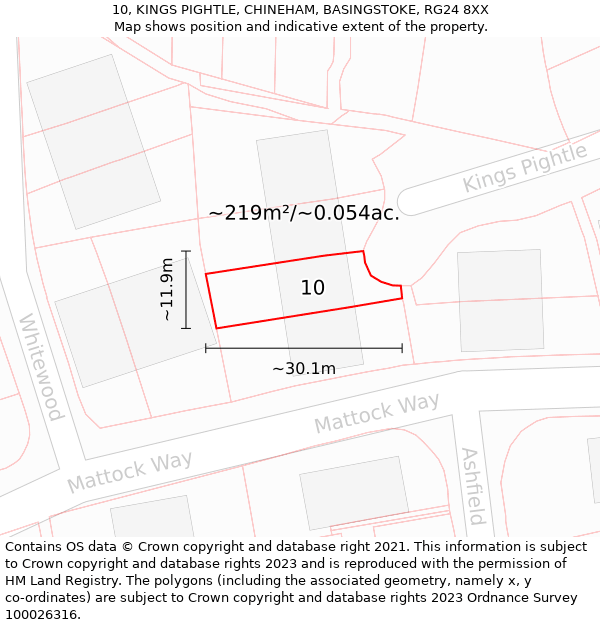 10, KINGS PIGHTLE, CHINEHAM, BASINGSTOKE, RG24 8XX: Plot and title map