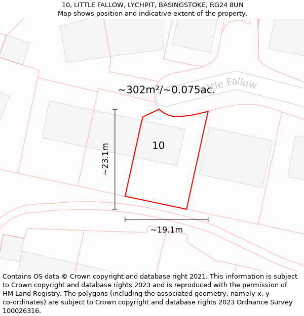 10, LITTLE FALLOW, LYCHPIT, BASINGSTOKE, RG24 8UN: Plot and title map