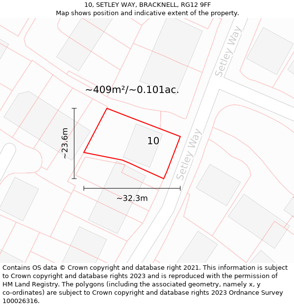 10, SETLEY WAY, BRACKNELL, RG12 9FF: Plot and title map