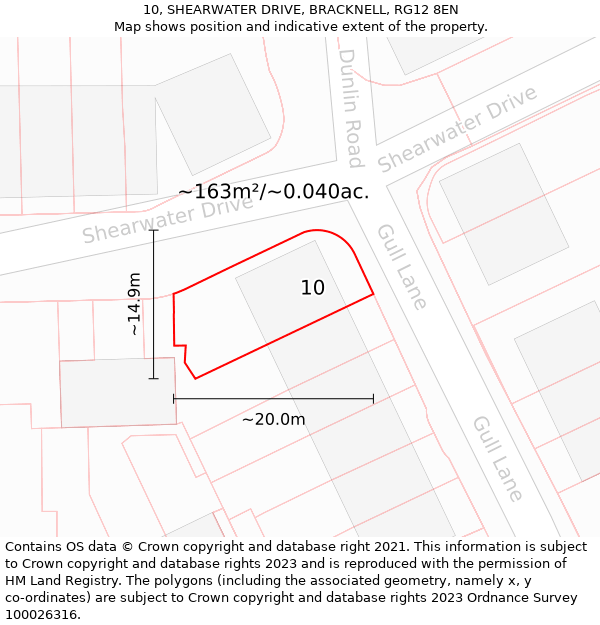 10, SHEARWATER DRIVE, BRACKNELL, RG12 8EN: Plot and title map