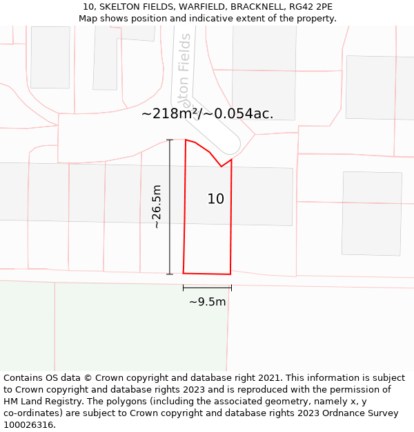 10, SKELTON FIELDS, WARFIELD, BRACKNELL, RG42 2PE: Plot and title map