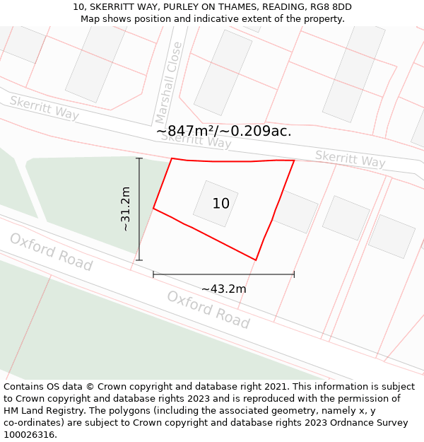 10, SKERRITT WAY, PURLEY ON THAMES, READING, RG8 8DD: Plot and title map