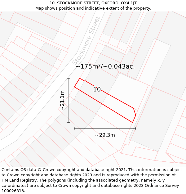 10, STOCKMORE STREET, OXFORD, OX4 1JT: Plot and title map