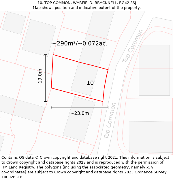 10, TOP COMMON, WARFIELD, BRACKNELL, RG42 3SJ: Plot and title map