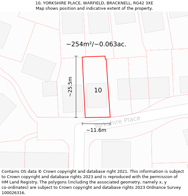 10, YORKSHIRE PLACE, WARFIELD, BRACKNELL, RG42 3XE: Plot and title map