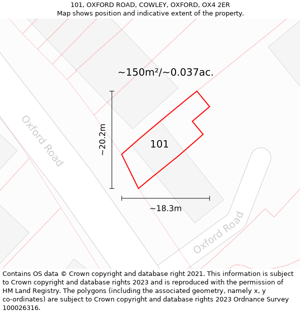 101, OXFORD ROAD, COWLEY, OXFORD, OX4 2ER: Plot and title map