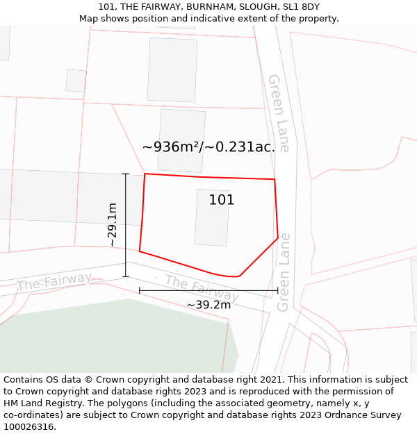 101, THE FAIRWAY, BURNHAM, SLOUGH, SL1 8DY: Plot and title map