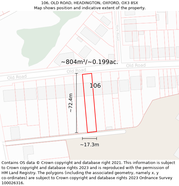 106, OLD ROAD, HEADINGTON, OXFORD, OX3 8SX: Plot and title map