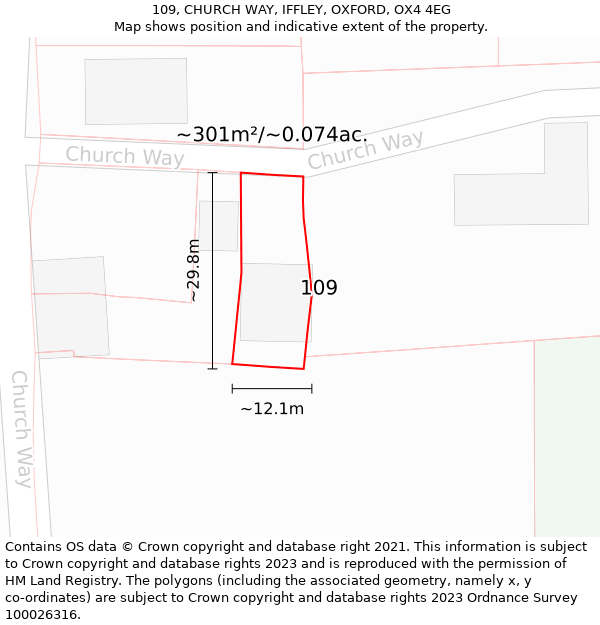 109, CHURCH WAY, IFFLEY, OXFORD, OX4 4EG: Plot and title map