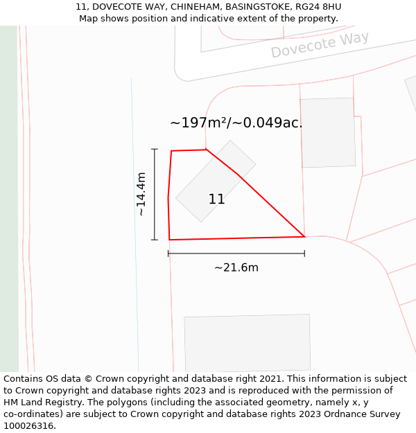 11, DOVECOTE WAY, CHINEHAM, BASINGSTOKE, RG24 8HU: Plot and title map