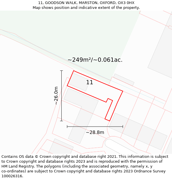 11, GOODSON WALK, MARSTON, OXFORD, OX3 0HX: Plot and title map