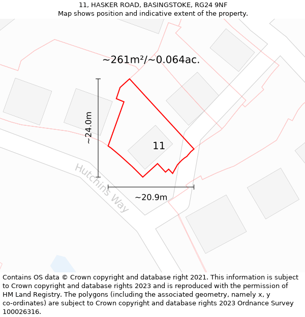 11, HASKER ROAD, BASINGSTOKE, RG24 9NF: Plot and title map