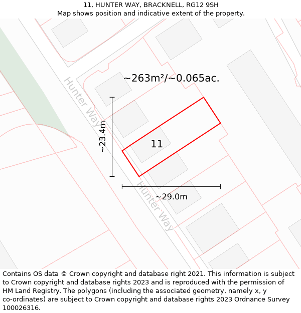 11, HUNTER WAY, BRACKNELL, RG12 9SH: Plot and title map