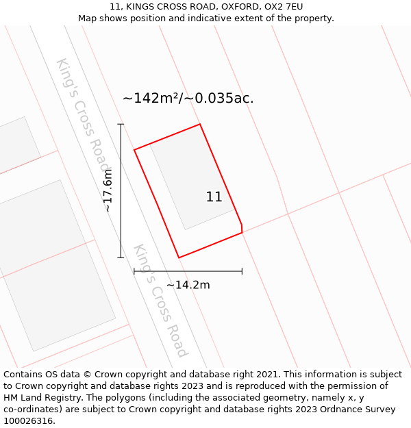 11, KINGS CROSS ROAD, OXFORD, OX2 7EU: Plot and title map