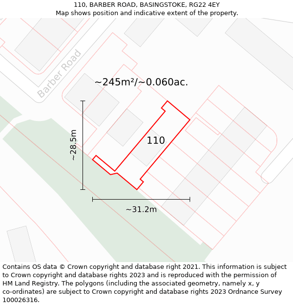 110, BARBER ROAD, BASINGSTOKE, RG22 4EY: Plot and title map