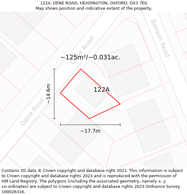 122A, DENE ROAD, HEADINGTON, OXFORD, OX3 7EG: Plot and title map