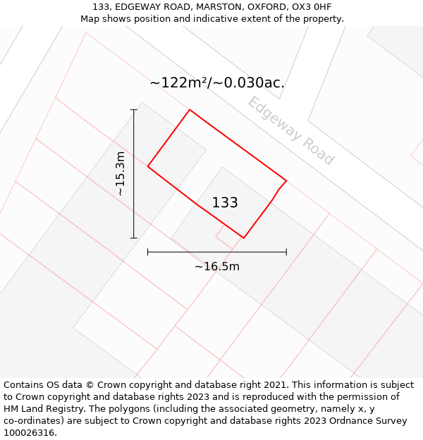 133, EDGEWAY ROAD, MARSTON, OXFORD, OX3 0HF: Plot and title map