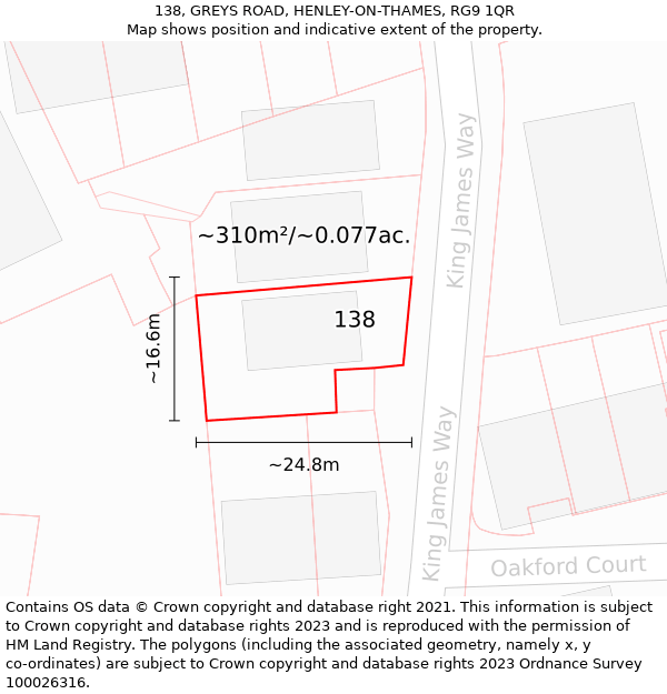 138, GREYS ROAD, HENLEY-ON-THAMES, RG9 1QR: Plot and title map