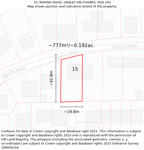 15, MAKINS ROAD, HENLEY-ON-THAMES, RG9 1PU: Plot and title map