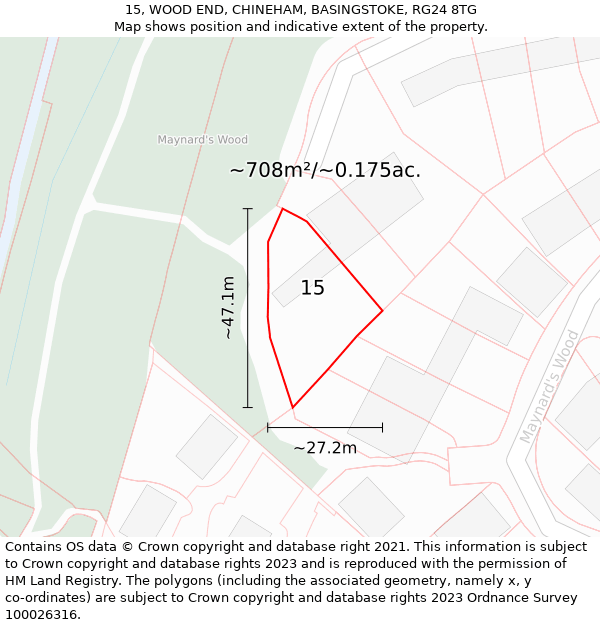 15, WOOD END, CHINEHAM, BASINGSTOKE, RG24 8TG: Plot and title map