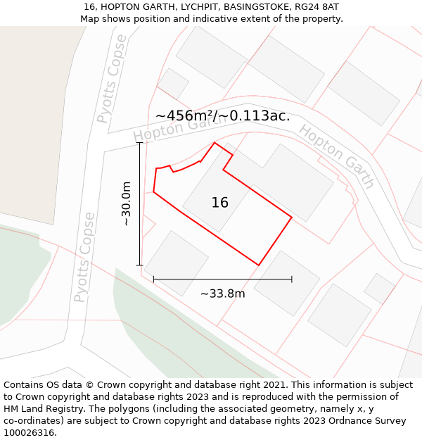 16, HOPTON GARTH, LYCHPIT, BASINGSTOKE, RG24 8AT: Plot and title map