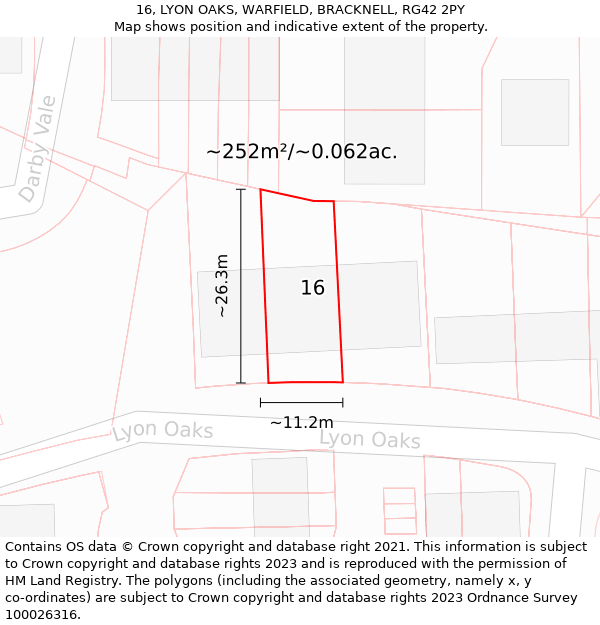 16, LYON OAKS, WARFIELD, BRACKNELL, RG42 2PY: Plot and title map