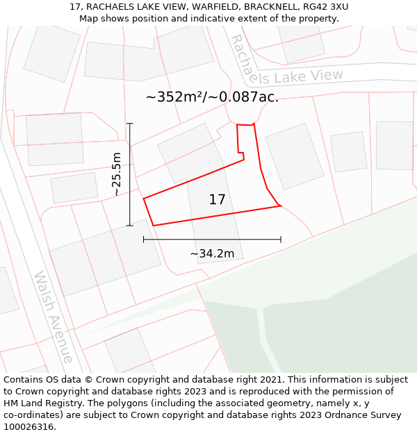 17, RACHAELS LAKE VIEW, WARFIELD, BRACKNELL, RG42 3XU: Plot and title map