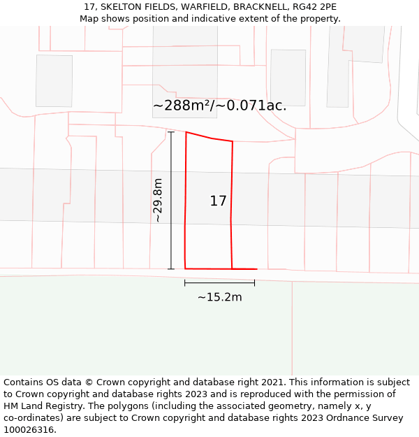 17, SKELTON FIELDS, WARFIELD, BRACKNELL, RG42 2PE: Plot and title map