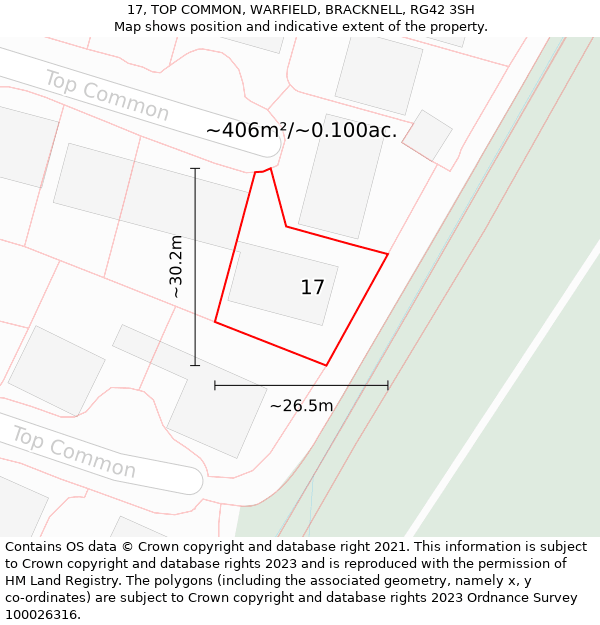 17, TOP COMMON, WARFIELD, BRACKNELL, RG42 3SH: Plot and title map