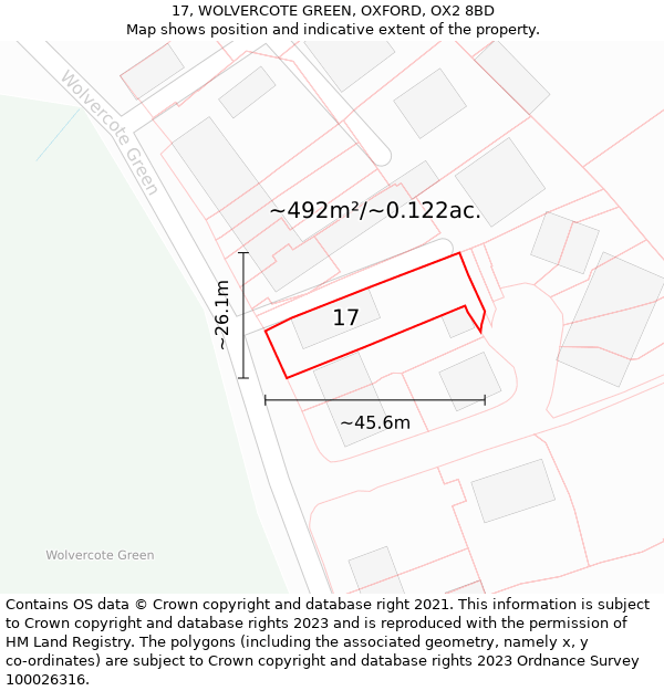 17, WOLVERCOTE GREEN, OXFORD, OX2 8BD: Plot and title map