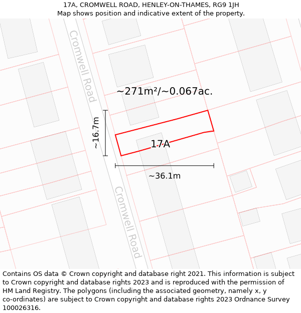 17A, CROMWELL ROAD, HENLEY-ON-THAMES, RG9 1JH: Plot and title map