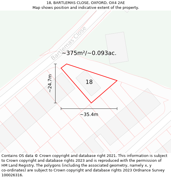 18, BARTLEMAS CLOSE, OXFORD, OX4 2AE: Plot and title map