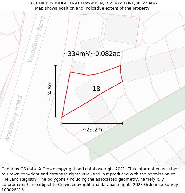 18, CHILTON RIDGE, HATCH WARREN, BASINGSTOKE, RG22 4RG: Plot and title map