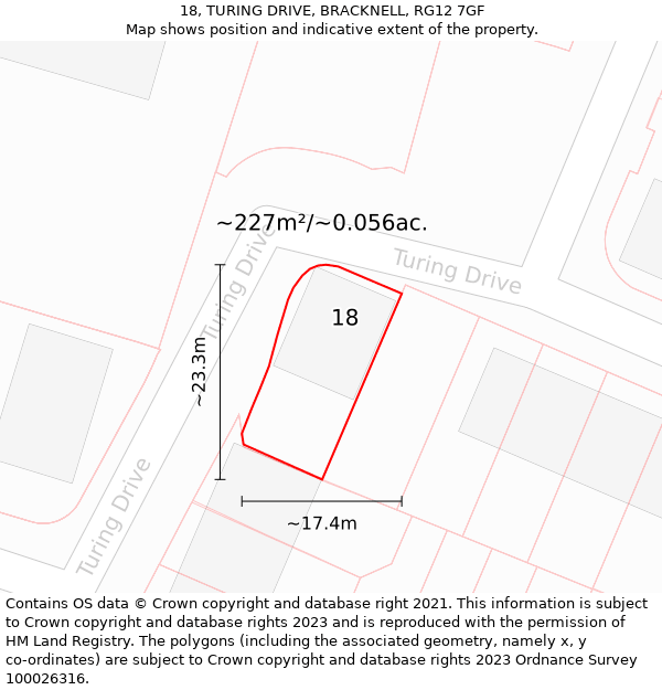 18, TURING DRIVE, BRACKNELL, RG12 7GF: Plot and title map