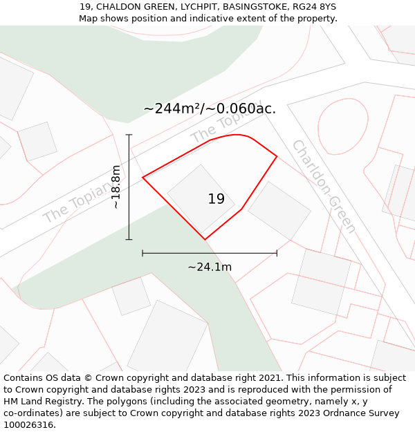 19, CHALDON GREEN, LYCHPIT, BASINGSTOKE, RG24 8YS: Plot and title map