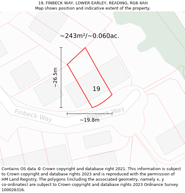 19, FINBECK WAY, LOWER EARLEY, READING, RG6 4AH: Plot and title map