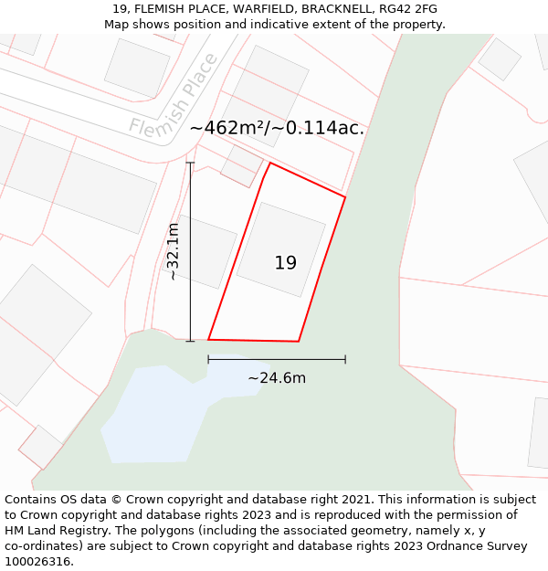 19, FLEMISH PLACE, WARFIELD, BRACKNELL, RG42 2FG: Plot and title map