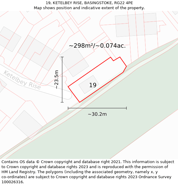 19, KETELBEY RISE, BASINGSTOKE, RG22 4PE: Plot and title map