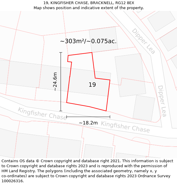 19, KINGFISHER CHASE, BRACKNELL, RG12 8EX: Plot and title map